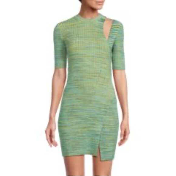 NWT Jonathan SIMKHAI Tina Blue Green Space Dye Mini Dress Cutouts Large - Picture 13 of 16